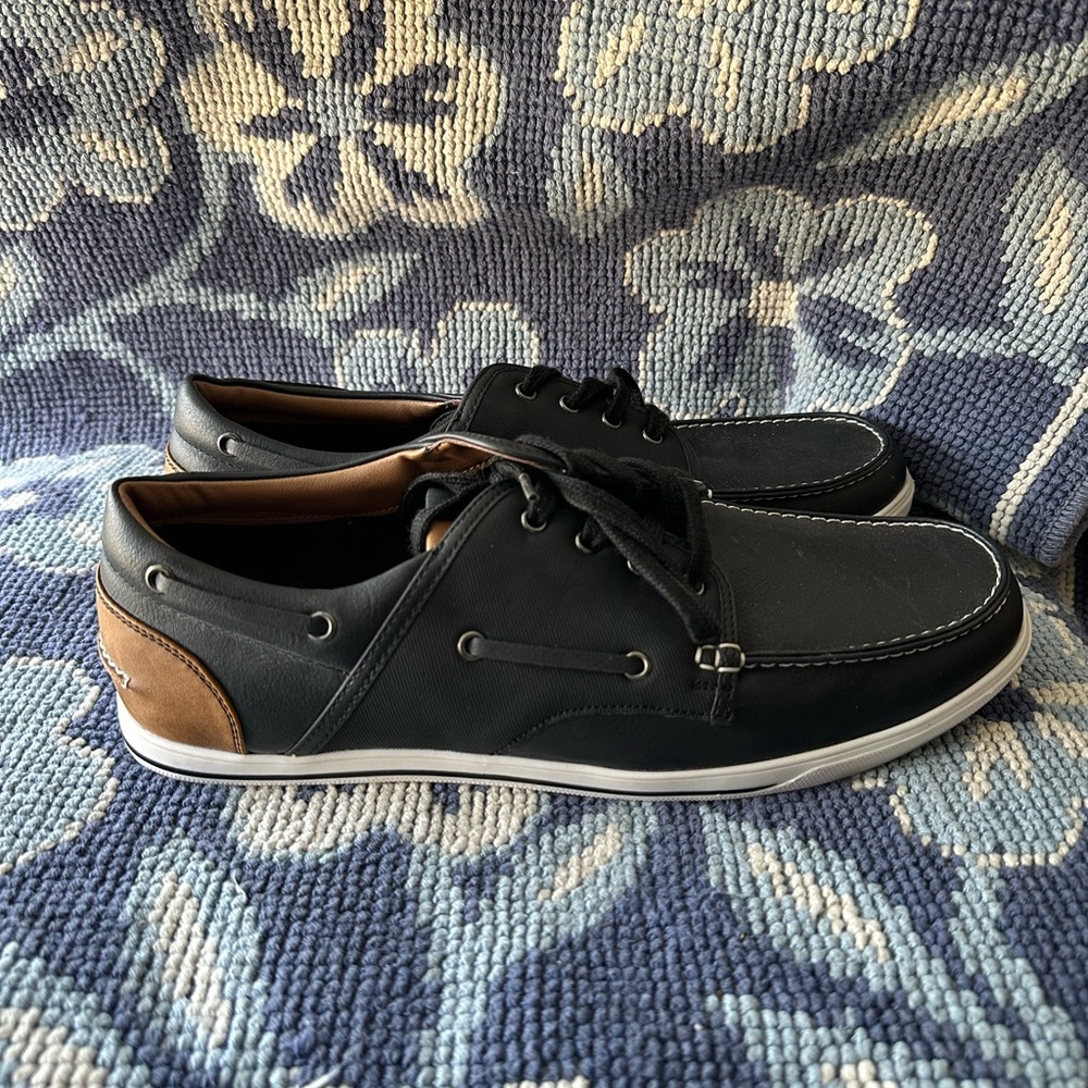 Sonoma Vitalize Men’s Boat Shoes 👞 Black Lace-Up Casual Size 12
